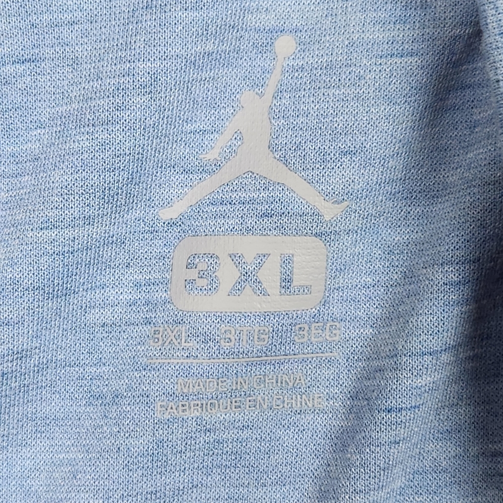 Jordan Brand Flight Short Sleeved Raw Edge Hem Baby Blue Shirt Mens Size 3XL - Picture 6 of 9